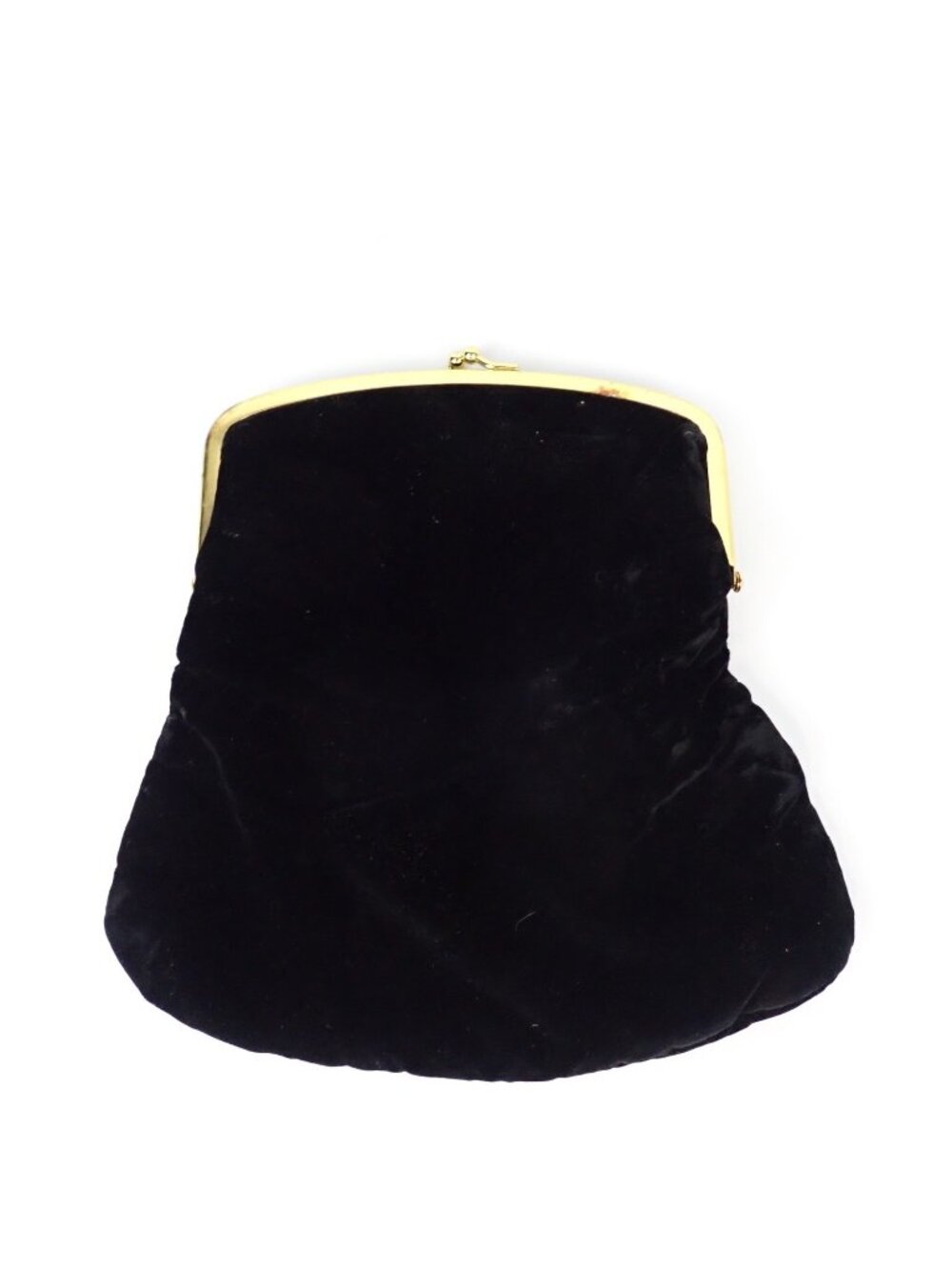 Vintage Garay Black Velvet Foldover Clutch Kiss Lock Frame Flapper Style
